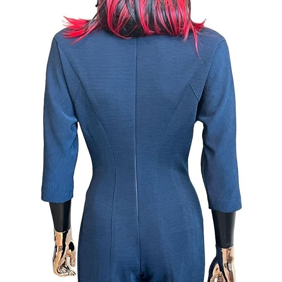 ✨Vintage Joseph Ribkoff Navy Blue Stirrup Jumpsuit, Elegant Retro Glamour, SZ 6 - Picture 7 of 11